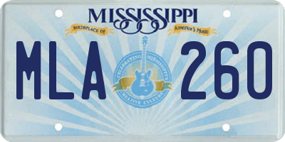 MS license plate MLA260