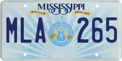 MS license plate MLA265