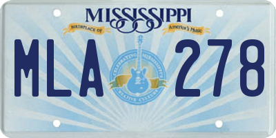 MS license plate MLA278