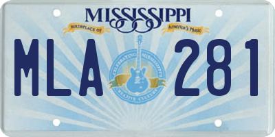 MS license plate MLA281