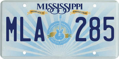MS license plate MLA285