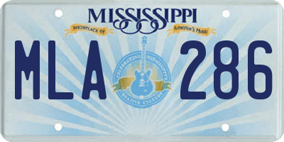 MS license plate MLA286