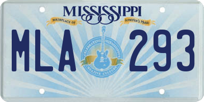 MS license plate MLA293