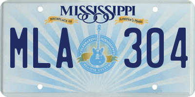 MS license plate MLA304