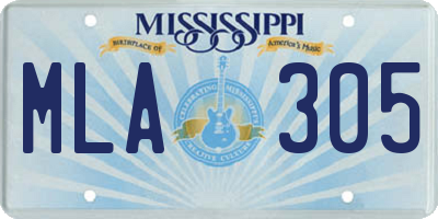 MS license plate MLA305