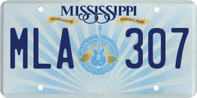 MS license plate MLA307