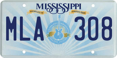 MS license plate MLA308