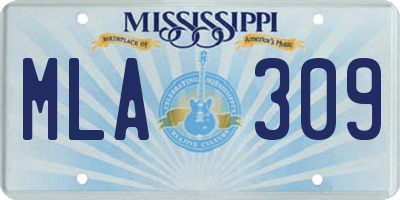 MS license plate MLA309