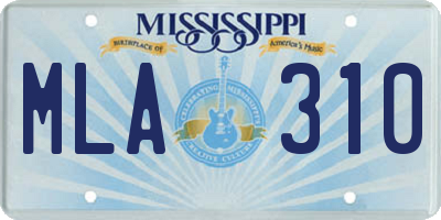 MS license plate MLA310