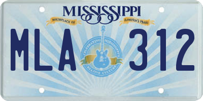 MS license plate MLA312