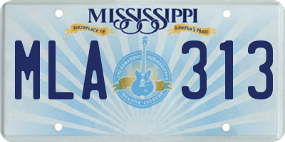 MS license plate MLA313