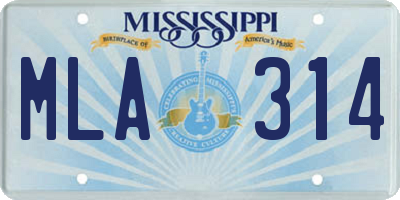 MS license plate MLA314