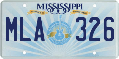 MS license plate MLA326