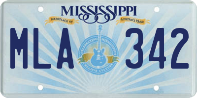 MS license plate MLA342