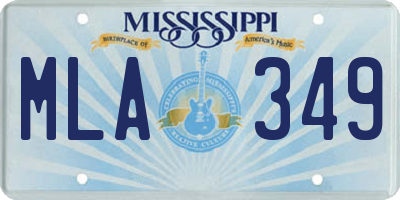 MS license plate MLA349