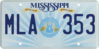 MS license plate MLA353
