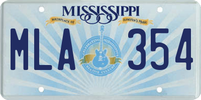 MS license plate MLA354