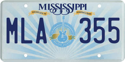 MS license plate MLA355