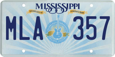 MS license plate MLA357