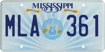 MS license plate MLA361