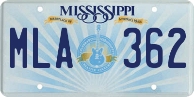 MS license plate MLA362