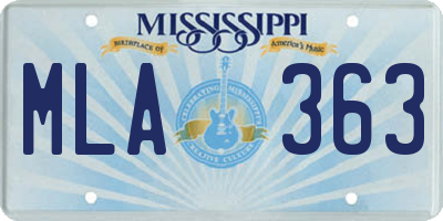 MS license plate MLA363