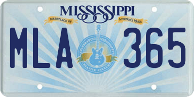 MS license plate MLA365
