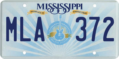 MS license plate MLA372