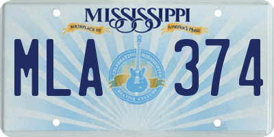 MS license plate MLA374