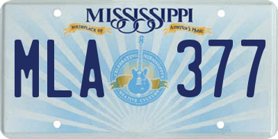 MS license plate MLA377
