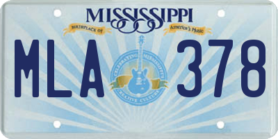 MS license plate MLA378