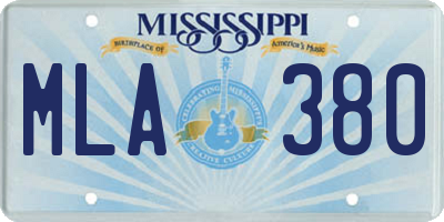 MS license plate MLA380