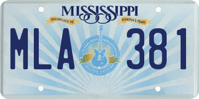 MS license plate MLA381