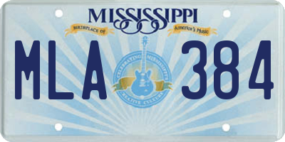 MS license plate MLA384