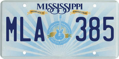 MS license plate MLA385