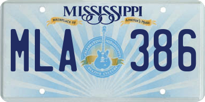 MS license plate MLA386