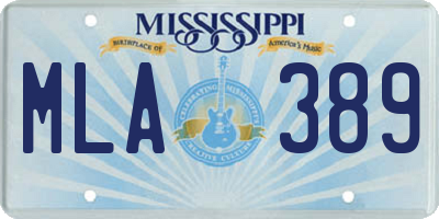 MS license plate MLA389