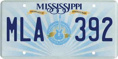 MS license plate MLA392