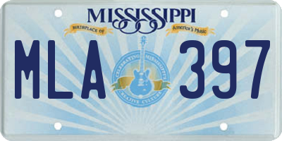 MS license plate MLA397