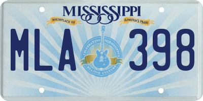 MS license plate MLA398