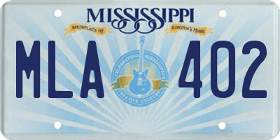 MS license plate MLA402