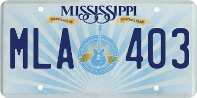 MS license plate MLA403