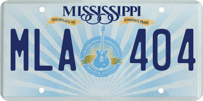 MS license plate MLA404