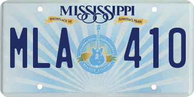MS license plate MLA410