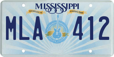 MS license plate MLA412