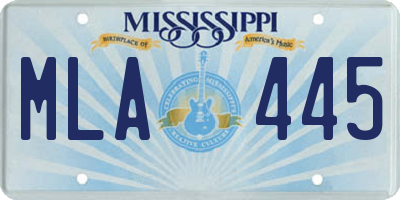 MS license plate MLA445