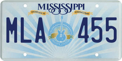 MS license plate MLA455