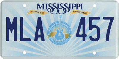 MS license plate MLA457