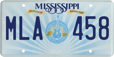 MS license plate MLA458