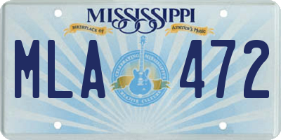 MS license plate MLA472